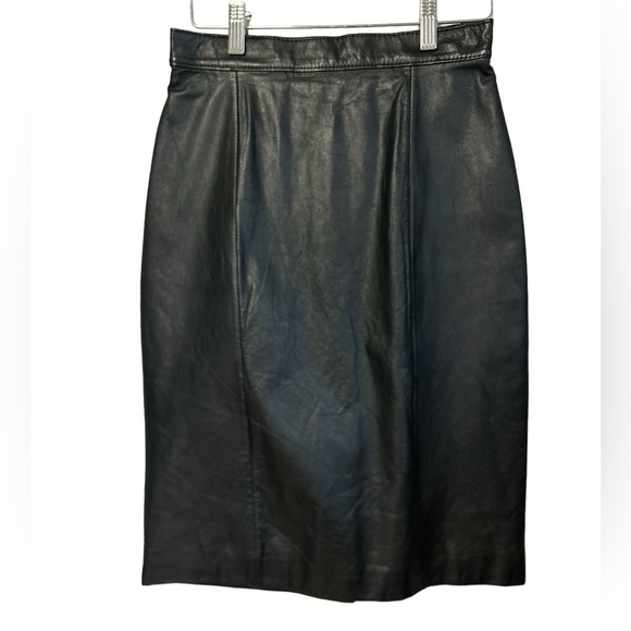 Rafferty Dresses & Skirts - Vintage Leather Black  Midi Pencil Skirt‎ Women's Size 7/8 Rafferty